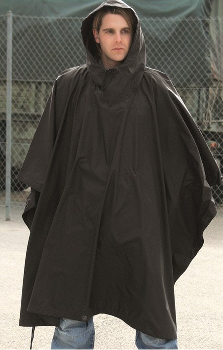 Poncho pluie Rip Stop Noir
