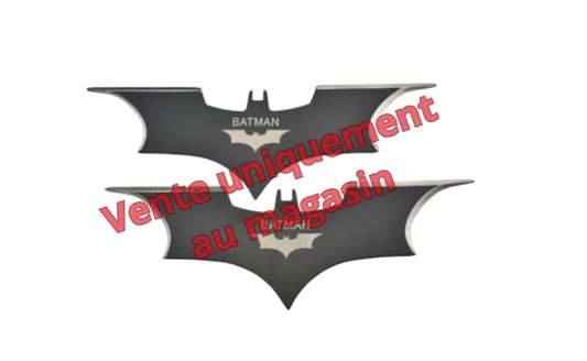 Paire de Ninja Shuriken Batman 2 branches acier 420 noir