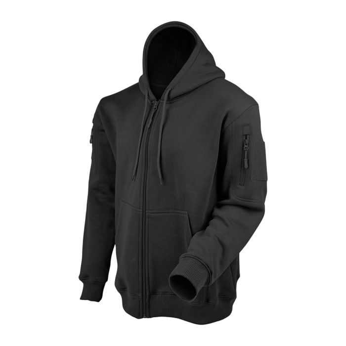 Sweat zippé simple à capuche noir