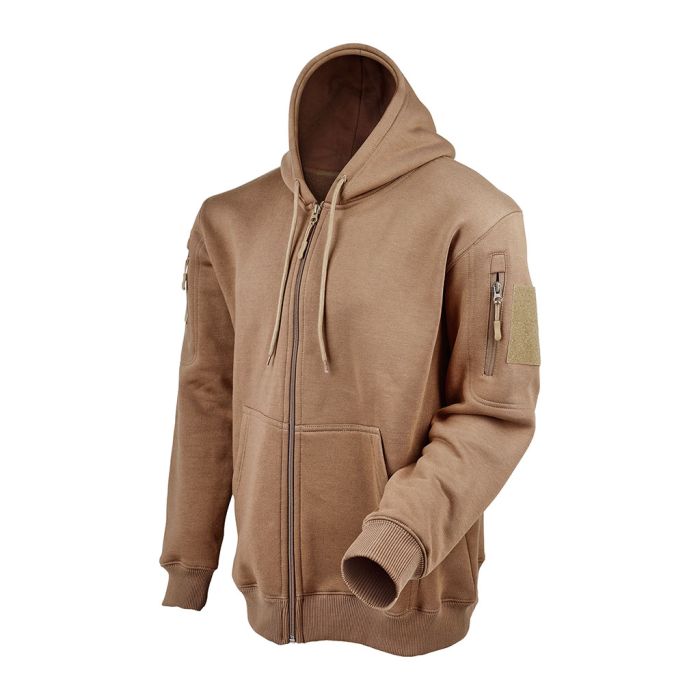 Sweat zippé simple à capuche beige