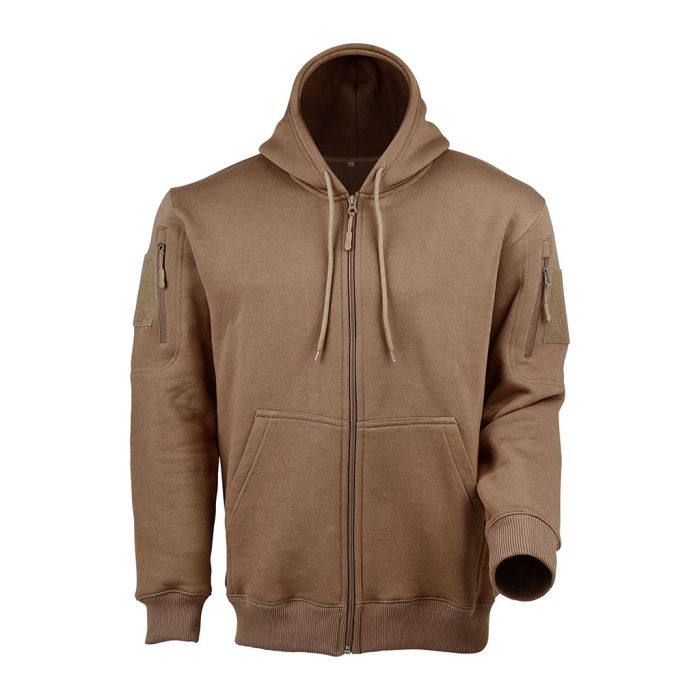 Sweat zippé simple à capuche beige