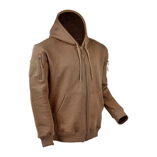 Sweat zippé simple à capuche beige