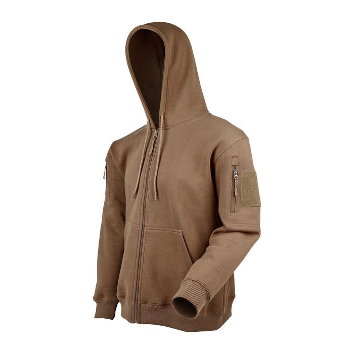 Sweat zippé simple à capuche beige