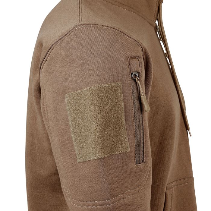 Sweat zippé simple à capuche beige